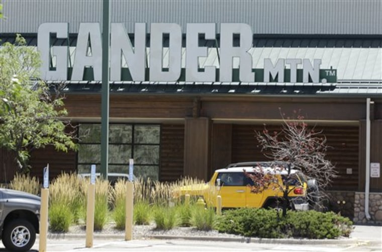 `The Gander Mountain store in Aurora, Colo. is shown, Sunday, July 22, 2012. The is store is where the gunman in Friday's movie theater shooting allegedly purchased one of his weapons. (AP Photo/Ted S. Warren)